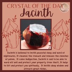 Jacinth Stone, Witch Stones, Crystal Work, Grimoire Book, Earth Gift, Crystal Properties