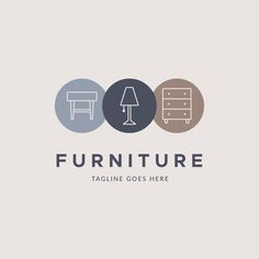 the furniture logo is shown in three different colors and sizes, with one lamp on top