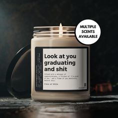 Personalized Graduation Gifts, Custom College Unique Grad Gifts for her for him Class of 2024 Funny Grad Candle Bachelors, Masters, Nursing ----------------------------------------------------------------------------------------------------------------------------------------- DETAILS: Packed with immersive aromas, these scented candles come in 9oz glass jars and are one size (2.8″ × 3.5") (7.1cm × 8.8cm). Made with 100% natural soy wax blend, each candle features a 100% cotton wick and a permanent adhesive label where your custom designs can come alive. .: Materials: 100% natural soy wax blend, 100% cotton wick and a glass jar .: Compliant with ASTM safety standards .: One size: 2.8″ × 3.5" (7.1cm × 8.9cm) .: Burning time: 50-60 hours .: Glossy permanent adhesive label .: Choose from five Masters Graduation Gift, Masters Graduation, Graduation Funny, College Graduation Gifts, Congratulations Gift, Personalized Graduation Gifts, Graduation Gifts For Her, College Gifts