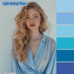 Let’s find your best blues! Using all 12 seasonal color palettes, this guide will help you understand the blues in your palettes and how to use them. Seasonal color doesn’t need to be complicated, find your best colors with these visuals. Including all 12 season: dark autumn, true autumn, soft autumn, soft summer, true summer, light summer, light spring, true spring, bright spring, bright winter, true winter and dark winter (sci/art) Light Summer Winter Outfits, Light Spring Outfits Color Palettes, Light Spring Color Palette Outfits, Light Summer Color Palette Outfits, Light Summer Clothes, Light Spring Palette, Shaded Summer