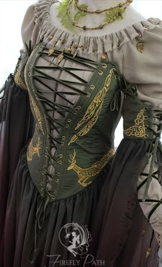 Magic User Outfit, Brown Wedding Outfit, Norse Fairy, Elvish Clothing, Wood Elf Costume, Knot Embroidery, Ren Fair, Fest Outfits