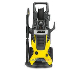 a yellow and black pressurer on a white background with the words karcher above it