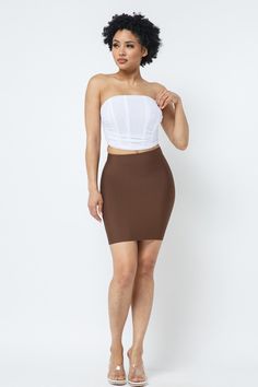 Imported   S.M.L   BANDAGE MINI SKIRT   |90% Polyester 10% Spandex    Brown    HER   Bandage Mini Skirt       Item Measurements: SIZE S   Measurements: SIZE S   Length:16" Waist:26" Chic Mini Skirt, Womens Mini Skirts, Bandage Skirt, Mini Pencil Skirt, Outfit Combinations, Everyday Dresses, Bold Fashion, Casual Wardrobe, Dress Codes