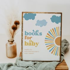 there is a sign that says books for baby