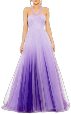 Ombre Dress, Mac Duggal, Purple Ombre, Tulle Gown, Full Skirt, Size 10, Lilac, Lavender, Nordstrom