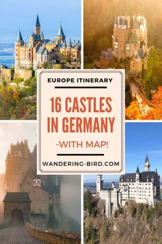 castles in germany with the text europe road trip 16 castles in germany - with map