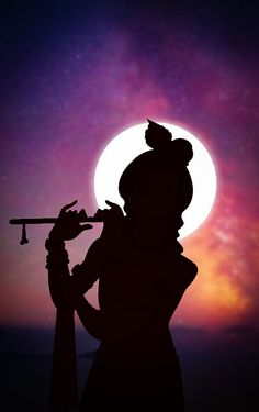 the silhouette of a person holding a telescope