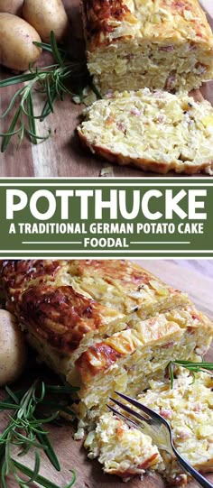 the cover of a cookbook with potatoes and other foods on it, including bread