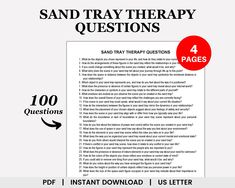 Designed to enhance client engagement and drive positive change, this therapy resource offers a collection of sand tray therapy questions. Tailored to the principles of sandtray therapy, these therapy questions will guide your sessions towards productive conversations and transformative outcomes. These sand tray questions are made to elicit insightful responses and encourage clients to explore their goals and aspirations. If you have any questions or clarifications, please feel free to contact Happy Peony Design via Etsy message. NOTES: * Digital items are not eligible for returns, exchanges, or cancellations on Etsy because of the nature of these items. * This file is intended for personal use only, and any alterations, reproductions, or commercial resale are strictly prohibited. ⭐ Check Sorority Recommendation Letter, Counseling Questions, Sandplay Therapy, Sandtray Therapy, Sand Tray Therapy, Therapy Questions, Peony Design, Sand Tray, Notes Digital