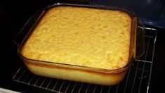 a casserole dish sitting on top of an oven rack