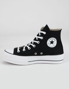 CONVERSE Chuck Taylor All Star Lift Platform Womens High Top Shoes - BLK/WHT | Tillys Womens High Top Shoes, Converse Platform, Chuck Taylor All Star Lift, Trendy Shoes Sneakers, Dr Shoes, Shoes Teen, Black Converse, Swag Shoes, Star Sneakers