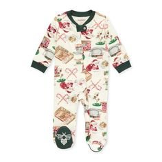 Burt's Bees Baby Cute As A Button Sleep & Play 100% Organic Cotton. Relaxed and roomy fit zip front holiday footie pajamas. Size: 3-6 Months.  Color: Beige.  Gender: unisex.  Age Group: infant. Convertible Mittens, Footie Pajamas, Burts Bees Baby, Cute As A Button, Winter Pajamas, Footie Pajama, Organic Cotton Baby, One Piece Pajamas