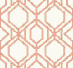 A nature-inspired diamond and hexagon geometric creates the Boho leaning of pattern Sawgrass Trellis. York Wallcoverings Coral Sawgrass Trellis Wallpaper in Orange | TC2636 Filigree Wallpaper, Organic Patterns, Coral Wallpaper, Trellis Wallpaper, York Wallpaper, Wallpaper For Sale, York Wallcoverings, Contemporary Wallpaper, Tropical Style