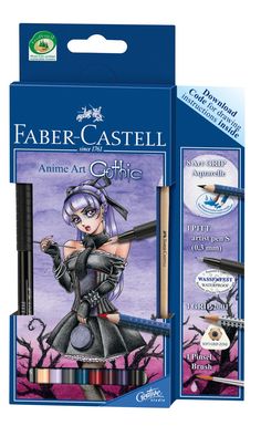 faber castel anime art gothic colored pencils with eraser box and sharpener