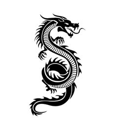 a black and white dragon tattoo design