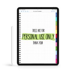 a notepad with the words, these are for personal use only thank you