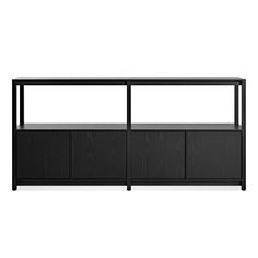 the sideboard is black and has two doors