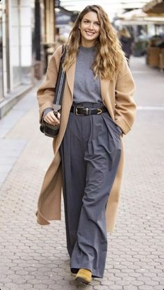 Classy Winter Outfits, Casual Outfit Inspiration, Winter Outfit Inspiration, Classy Fashion, Grey Outfit, Trendy Fall Outfits, Camel Coat, Coat Outfits