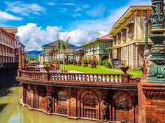 a river runs through the center of an old town