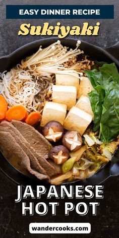 Gather your friends and family for this cozy winter warmer – sukiyaki! This popular Japanese hot pot packed with beef, noodles and veggies is one of our favourite experiences when in Osaka. If you want an easy Asian dinner recipe - this is it! Easy Asian Dinner, Sukiyaki Recipe, Asian Dinner, Healthy Asian Recipes, Beef Noodles, Chinese Cooking Wine, Easy Japanese Recipes