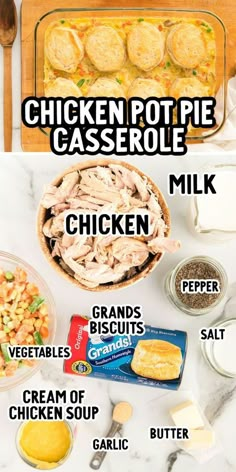 Chicken Pot Pie Casserole Pot Pie Recipe Easy, Easy Chicken Pot Pie Recipe, Pot Pie Casserole, Homemade Chicken Pot Pie, Chicken Pot Pie Casserole, Easy Chicken Pot Pie, Chicken And Biscuits, Easy Dinner Recipe, Pot Pies Recipes