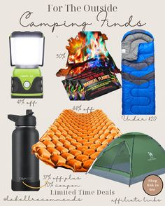 an image of camping items with the words for the outside