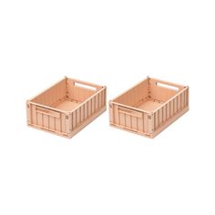 two wooden crates sitting next to each other