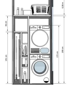 a drawing of a washer and dryer next to each other with the door open