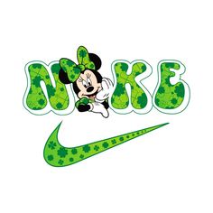 the nike logo with mickey mouse and shamrocks on it's head, in green