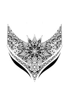 an intricate design is shown in black and white