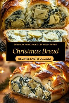 spinach artichoke dip pull apart christmas bread