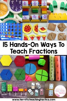 the top ten hands - on ways to teach fractions with pictures of different shapes and numbers