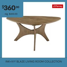 a wooden table sitting on top of a blue and white background with the words $ 480 00 reg $ 8000 00