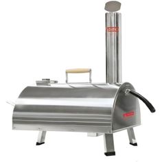 a stainless steel bbq grill with the lid open