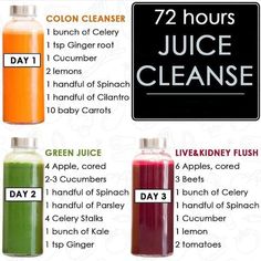 the ingredients for juice cleanse are shown in this poster, with information about how to use it