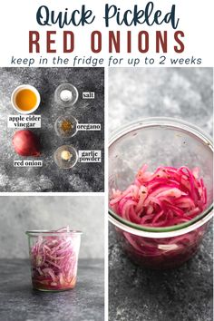 pickled red onions in the fridge for 2 week's quick pickling recipe