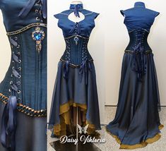 Blue Corset Gown, Corset Gown, Mode Kimono, Blue Corset, Fantasy Gowns, Medieval Dress, Fantasy Dress, Fantasy Fashion, Character Outfits