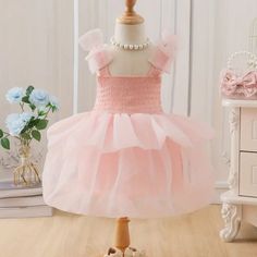 Adorable Fluffy Tulle Dress With Shoulder Bow Details. So So Cute! Color: Peachy Blush Size: 5/6 Us This Item Is New Brand New Without Tag. Peachy Blush, Blush Dress, Blush Dresses, Tulle Dress, Dress With Bow, Kids' Dresses, Blush, Brand New, Pink