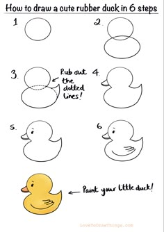 how to draw a rubber duck in 6 steps step by step drawing instructions for kids