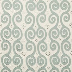 a white and blue wallpaper with swirls on it