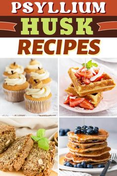 the cover of psylium husk recipes, including pancakes and muffins