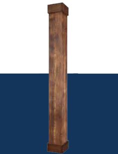 a tall wooden pole sitting on top of a blue floor