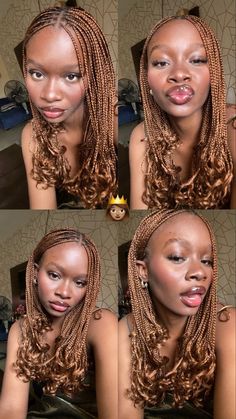 Box Braid Layers, Shirt Braided Hairstyles, Ginger Brown Hair Black Women Braids, Micro Box Braids Short, Short Braids Inspo For Black Women, Brown Mixed Colour Braids, Pretty Box Braids Hairstyles, Moesha Layered Braids, Brown Braids Aesthetic