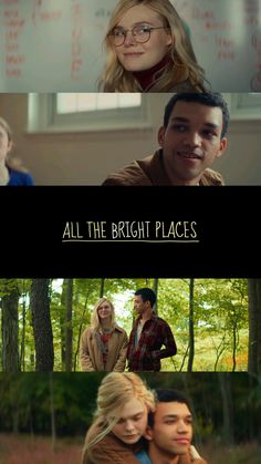 the movie poster for all the bright places with two people and one person in front