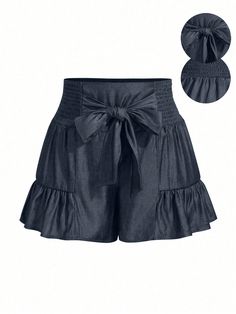 Plus Size Solid Color Front Tie Ruched Casual Shorts Dark Grey Casual   Fabric Plain Skort Non-Stretch  Women Plus Clothing, size features are:Bust: ,Length: ,Sleeve Length: Punk Woman, Skirt Shorts, Womens Tights, Plus Size Shorts, Inspiration Mode, Kids Sleepwear, Fall Outfits Women, Fall Winter Outfits, Long Sleeve Hoodie