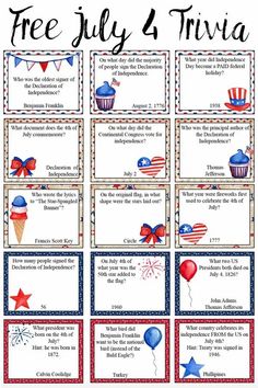 free july 4th trivia for kids to use in the classroom or on the table