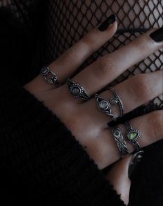 Rings Dark Aesthetic, Dark Feminine Jewelry, Witch Jewelry Aesthetic, Dark Witch Aesthetic, Pirate Ring, Edgy Rings, Dark Rings, Aesthetic Rings