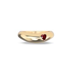 #color_18k-yellow-gold-vermeil-red-gemstone Heart Shaped Ring, Three Dimensional Shapes, Dome Ring, Red Gemstones, Heart Gemstone, Golden Girl, Domed Ring, Pure Gold, Right Side