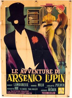 an old movie poster for the adventures of arseno lupin