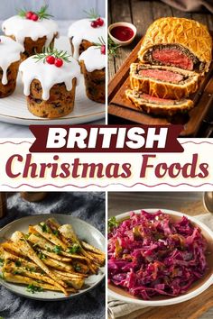 british christmas foods are shown in this collage